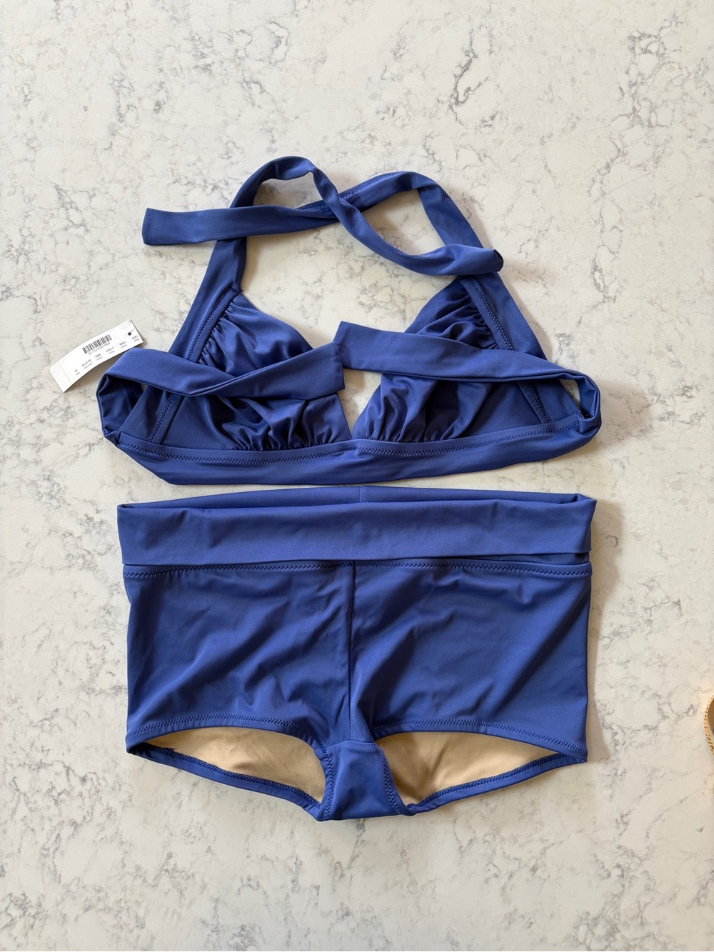NWT Y2K J. Crew Indigo Halter Bikini Top with Boyshorts